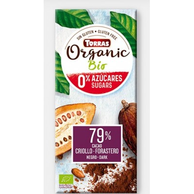 Chocolate orgánico sin azúcar 79% cacao Chocolates Torras TO 40203 Chocolates salud.bio
