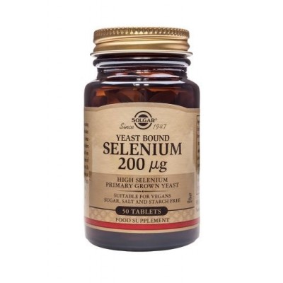 Selenio 200 µg (Sin levadura) en Comprimidos de Solgar SOLGAR  Vitaminas y Minerales salud.bio