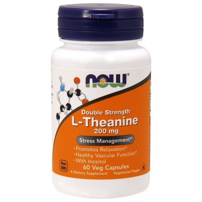 L-Theanine, Doble concentración, 200 mg, cápsulas vegetarianas de Now Foods now suplementos  Aminoácidos salud.bio