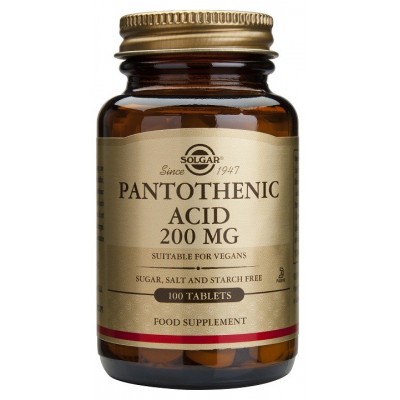 Ácido Pantoténico 200mg 100 Comprimidos Solgar (Vitamina B5) SOLGAR 052160 Vitamina B salud.bio