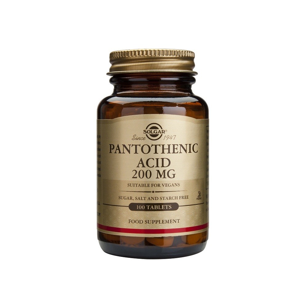 Ácido Pantoténico 200mg 100 Comprimidos Solgar (Vitamina B5) SOLGAR 052160 Vitamina B salud.bio