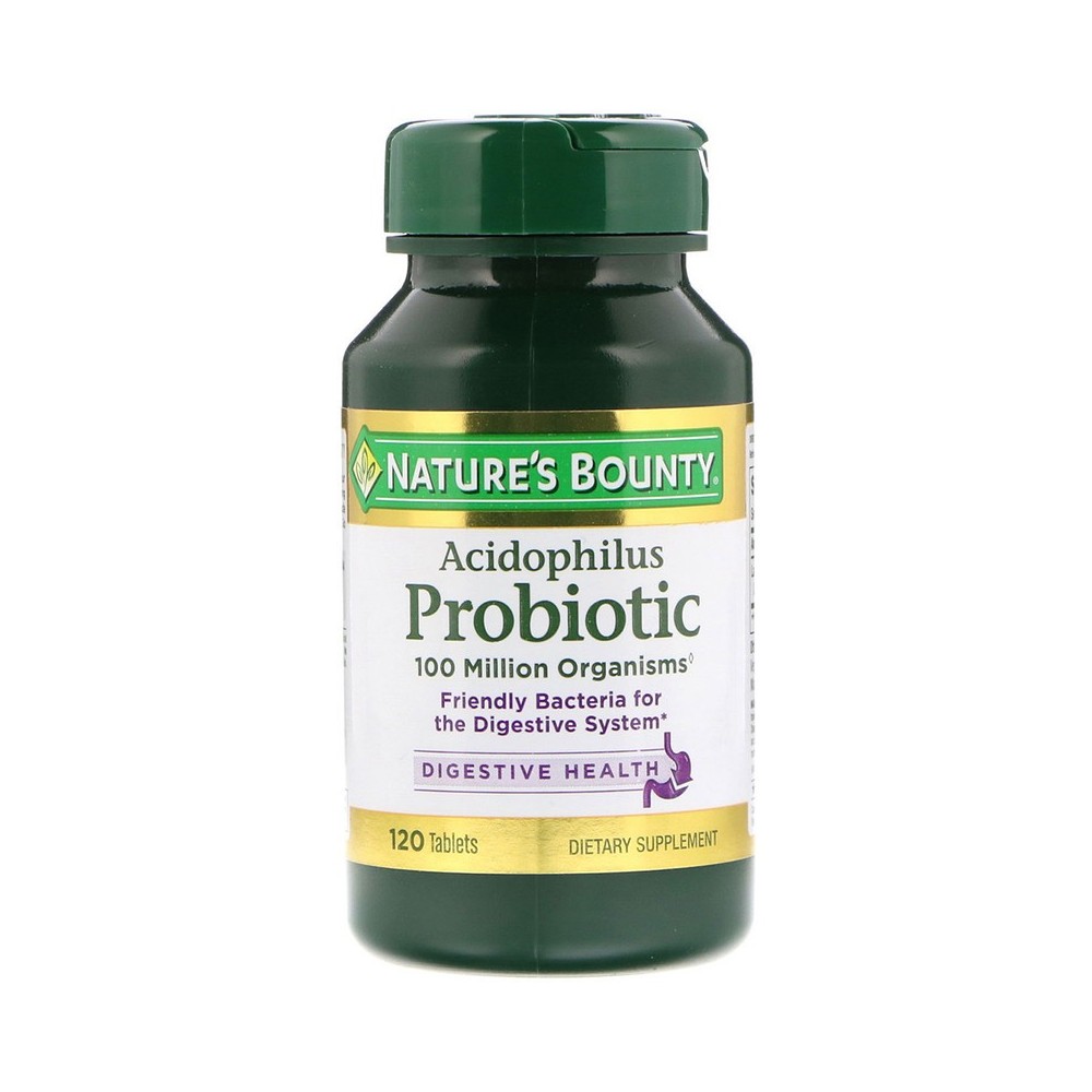 Probiótico acidófilo, 120 tabletas de Nature's Bounty Nature's Bounty NRT-02610 Ayudas aparato Digestivo salud.bio