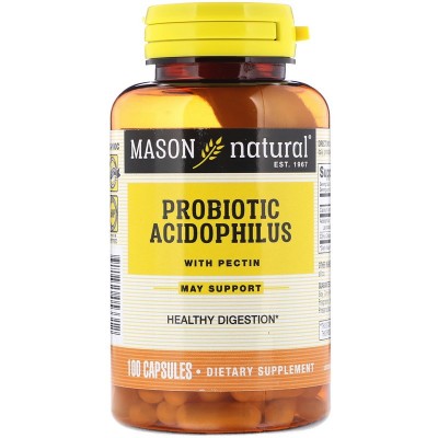 Probiótico acidófilo con pectina, 100 cápsulas de Mason Natural Mason Natural MAV-05331 Ayudas aparato Digestivo salud.bio