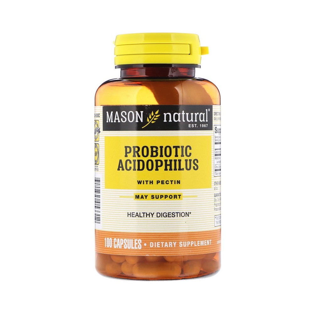 Probiótico acidófilo con pectina, 100 cápsulas de Mason Natural Mason Natural MAV-05331 Ayudas aparato Digestivo salud.bio