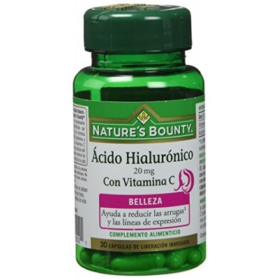 Ácido Hialurónico 20mg + Vitamina C 30 Cápsulas de Nature's Bounty Nature's Bounty 03599 Inicio salud.bio