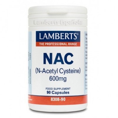 NAC N-Acetyl-L-Cysteine, 600 mg, 90 cápsulas de Lamberts Lamberts Española S.L. 5055148411053 Higado y sistema hepatobiliar s...