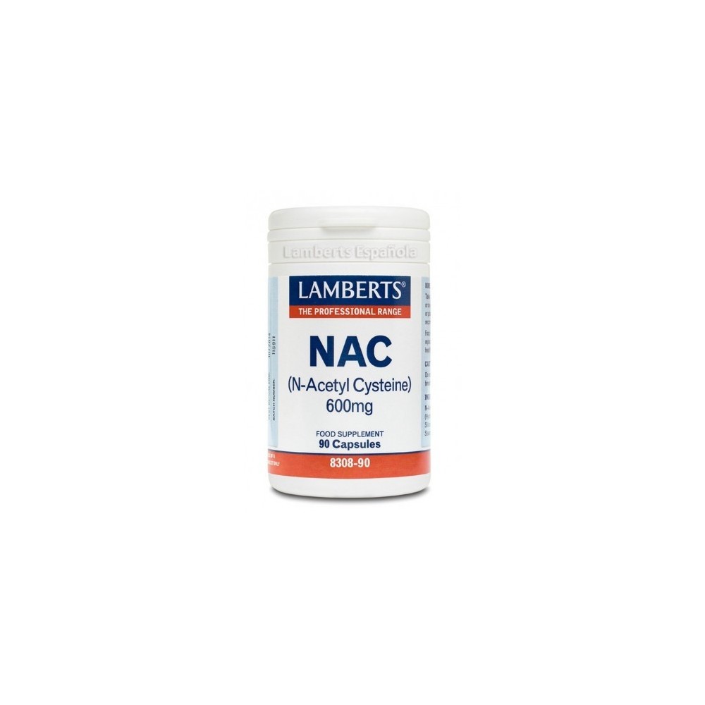 NAC N-Acetyl-L-Cysteine, 600 mg, 90 cápsulas de Lamberts Lamberts Española S.L. 5055148411053 Higado y sistema hepatobiliar s...