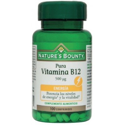 Pura Vitamina B12 de 500 μg (500 mcg) 100 Comprimidos de Nature's Bounty Nature's Bounty 03625 Inicio salud.bio