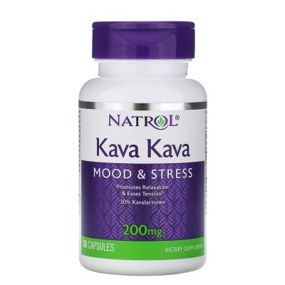 Kava Kava, 200 mg, 30 cápsulas de Natrol Natrol NTL-00949 Estados emocionales, ansiedad, estrés, depresión, relax salud.bio