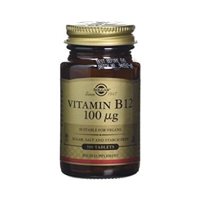 Vitamina B12 100 μg (100 mcg) Cianocobalamina 100 Comprimidos de Solgar SOLGAR 053180 Vitamina B salud.bio