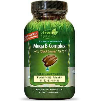 Mega B Complex with Quick Energy MCT's, 60 Liquid Soft-Gels de Irwin Naturals Irwin Naturals IRW-57979 Vitamina B salud.bio