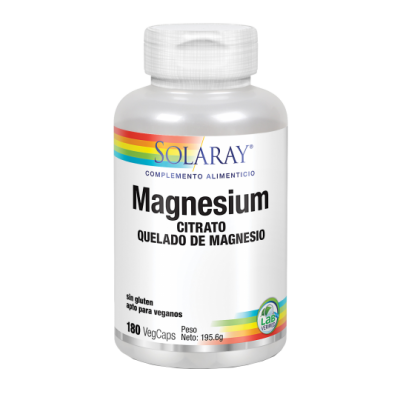 Big Magnesium Citrate - 180 VegCaps. Sin gluten. Apto para veganos de Solaray SOLARAY SM-37402 Articulaciones, Huesos, Tendon...