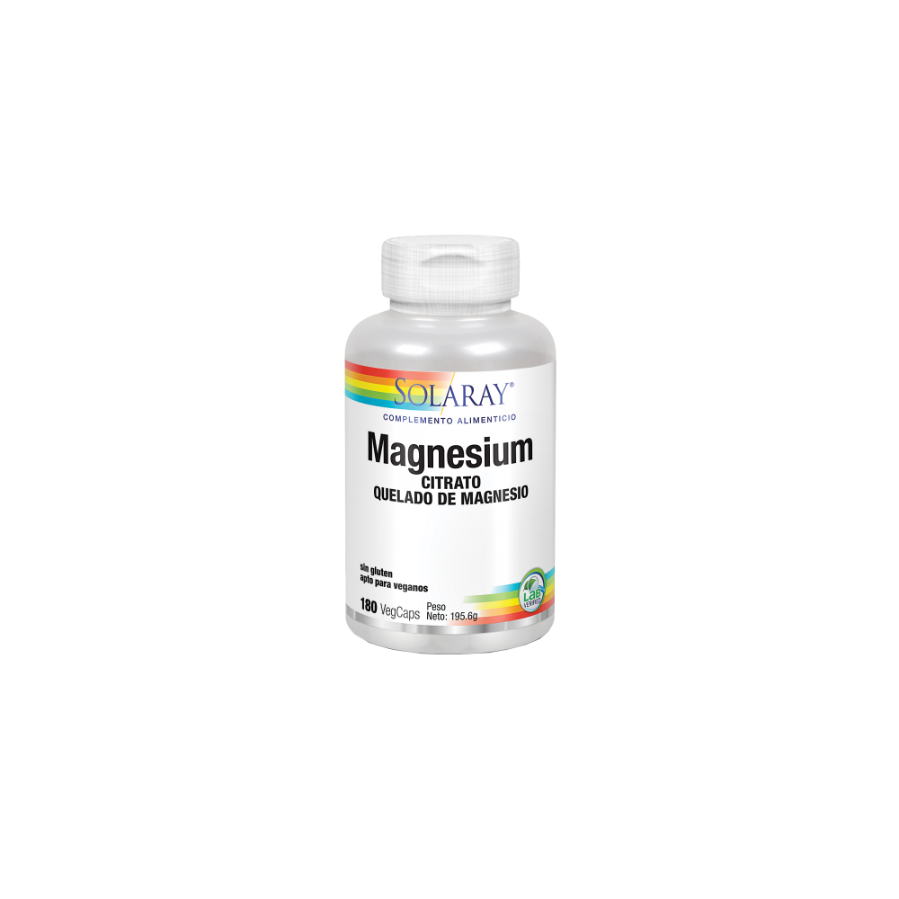 Big Magnesium Citrate - 180 VegCaps. Sin gluten. Apto para veganos de Solaray SOLARAY 37402 Articulaciones, Huesos, Tendones ...