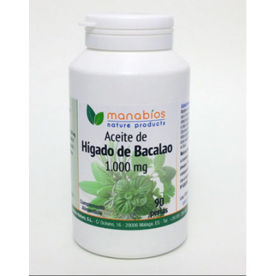 Aceite de Hígado de Bacalao 90 perlas 1000mg de Manabíos Manabios 111102 Ayudas niveles Colesterol y Trigliceridos salud.bio