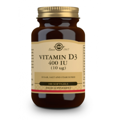 VITAMINA D3 400 UI (10mcg 400iu) 100 Perlas de SOLGAR SOLGAR 33320 Vitamina A y D salud.bio