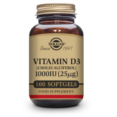 Vitamina D3 1000 UI (25 μg) (Aceite de Hígado de Pescado y Colecalciferol) - 100 cápsulas blandas de Solgar SOLGAR 3340 Vitam...