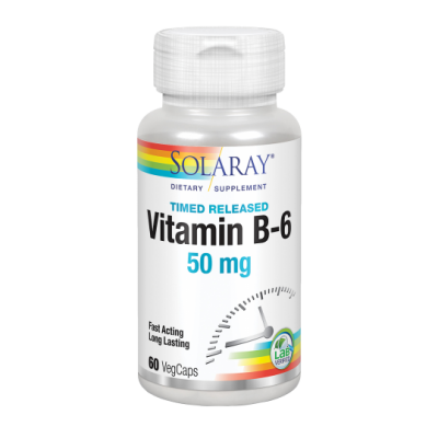 B6 - 60 VegCaps 50 mg acción retardada. Apto para veganos de solaray SOLARAY 4330 Vitaminas y Minerales salud.bio