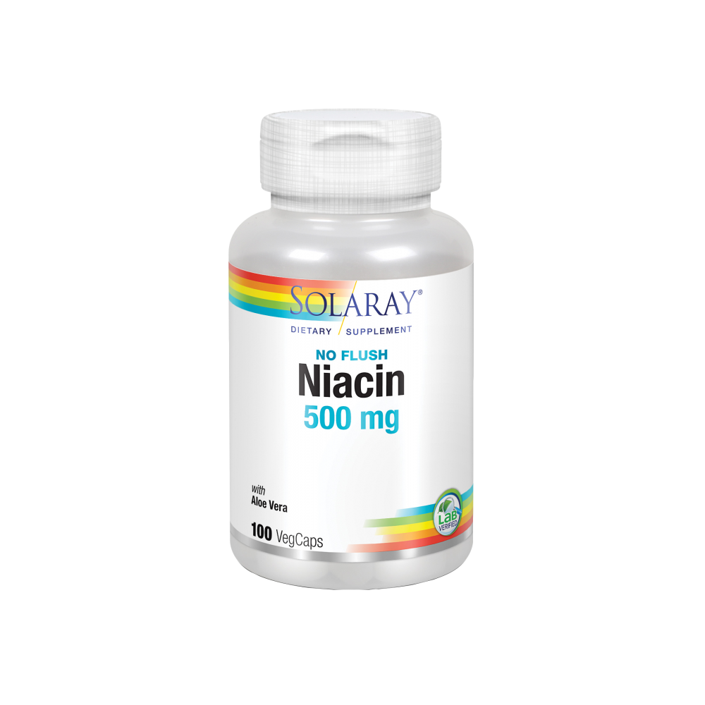 Niacin 500 mg no Flush B3 (no ruborizante) 100 VegCaps. de Solaray SOLARAY 4364 Vitamina B salud.bio