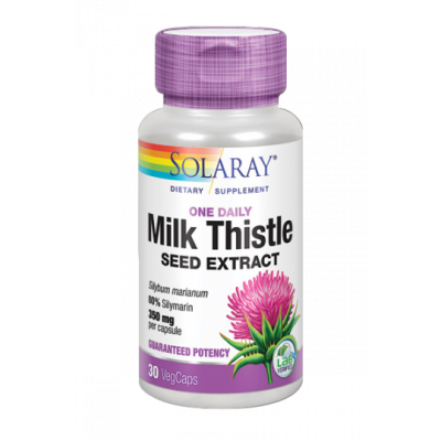 Milk Thistle 30 cápsulas (Silimarina - Cardo Mariano) de Solaray SOLARAY 3703 Higado y sistema hepatobiliar salud.bio