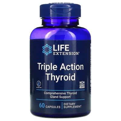 Suplemento de triple acción para la función tiroidea, 60 cápsulas de Life Extension LifeExtension LEX-20036 Tiroides salud.bio