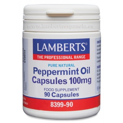 Aceite de Menta 100 mg Puro y Natural en cápsulas de Lamberts Lamberts Española S.L. 8399-90 Ayudas aparato Digestivo salud.bio