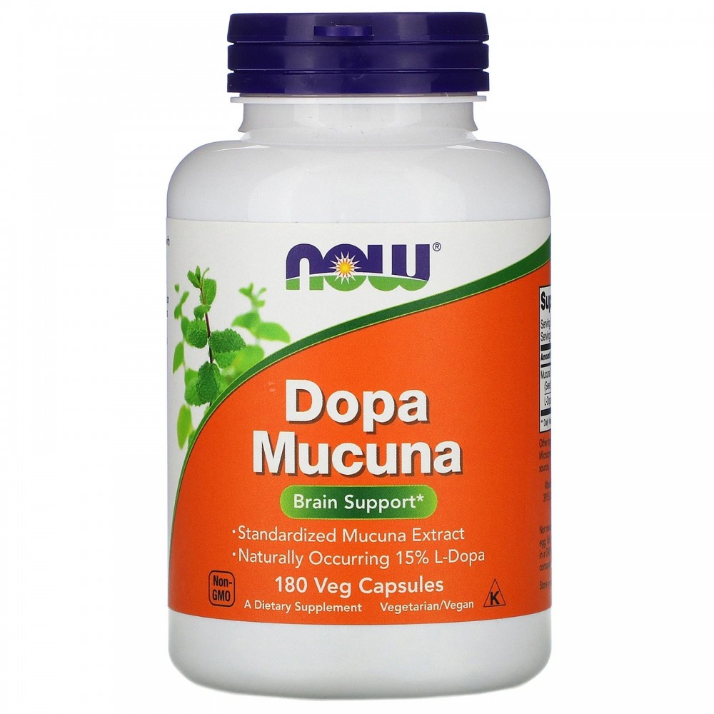 L-Dopa Mucuna, 180 cápsulas vegetales de Now Foods now suplementos NOW-03093 Estados emocionales, ansiedad, estrés, depresión...
