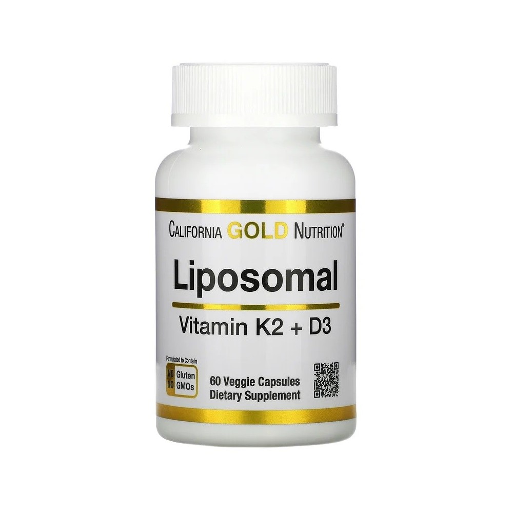 Vitaminas K2 y D3 liposomales, 60 cápsulas vegetales de California Gold Nutrition California Gold Nutrition CGN-01875 Vitamin...