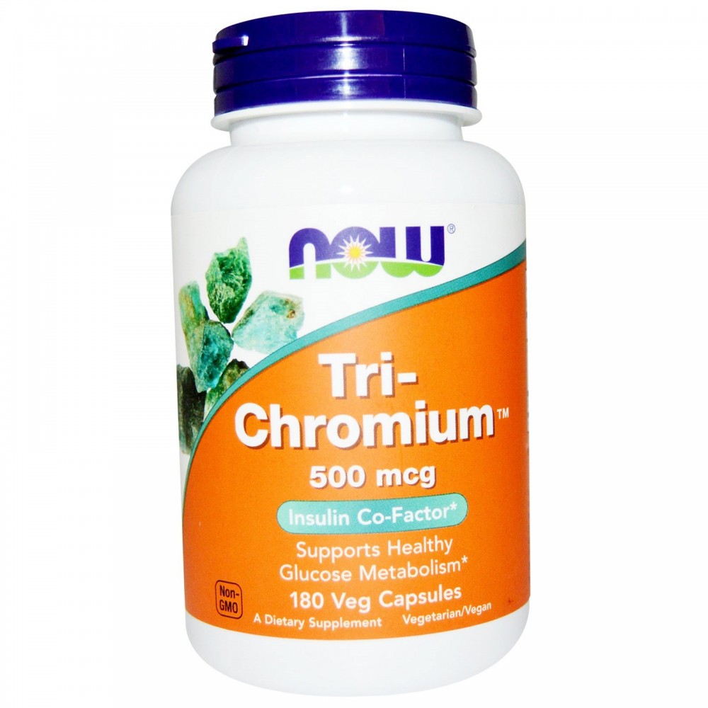 Tri-Chromium, 500 mcg, 180 Veg Capsules de Now Foods now suplementos NOW-01426 Ayuda Glucemia y Diabetes salud.bio