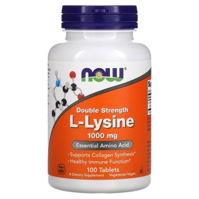 L-lisina de doble concentración, 1000 mg, 100 comprimidos de Now Foods now suplementos NOW-00113 Aminoácidos salud.bio