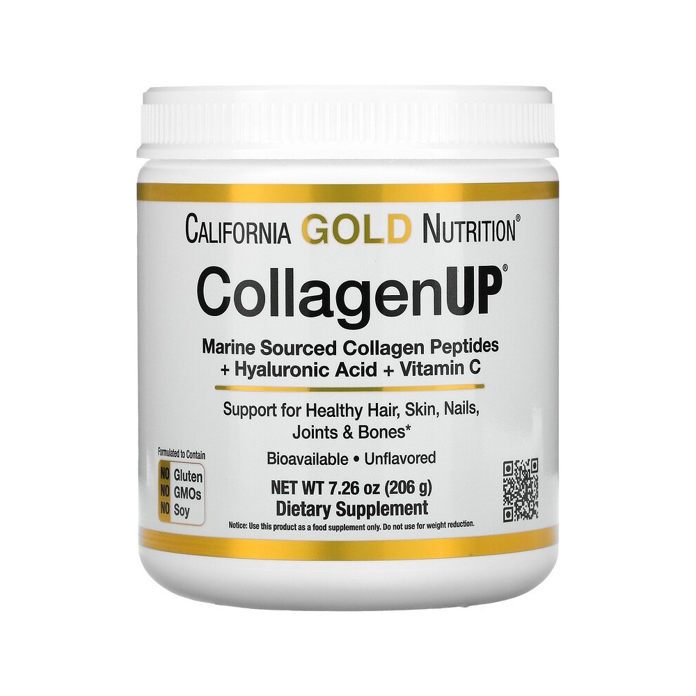 CollagenUP, Colágeno marino hidrolizado con ácido hialurónico y vitamina C, Sin sabor, 206 g de California Gold Nutrition Cal...