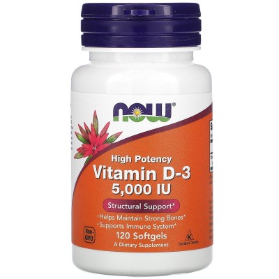 Vitamina D3 125mcg (5000 UI) en perlas de Now Foods now suplementos  Vitamina A y D salud.bio