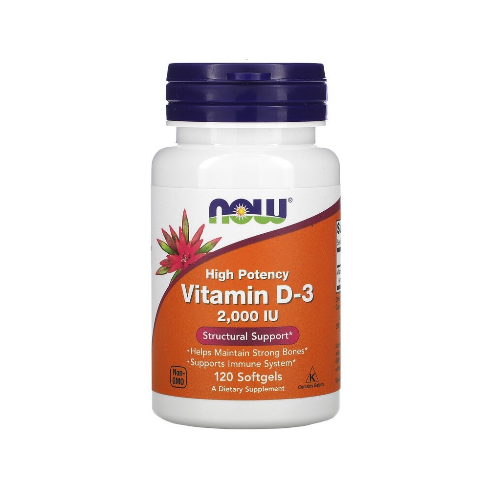 Vitamina D3 50mcg (2000 UI) en perlas de Now Foods now suplementos  Vitamina A y D salud.bio
