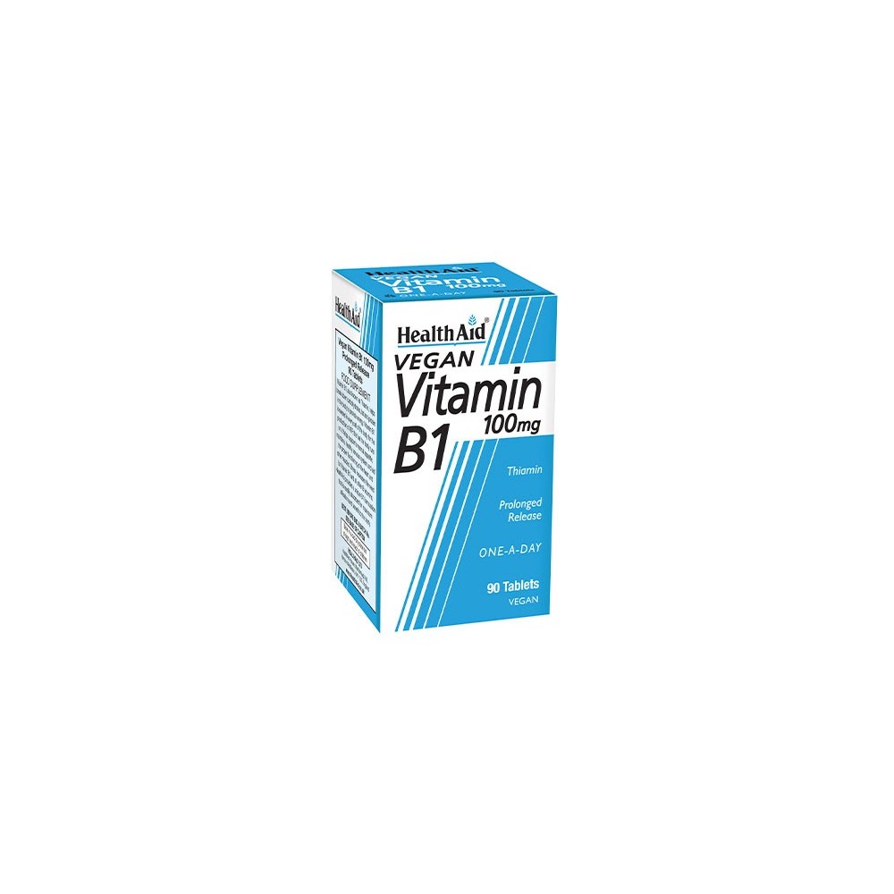 Vitamina B1 (Tiamina) 100 mg, 90 Comp de HealthAid Health Aid HEA-801045 Ayuda Glucemia y Diabetes salud.bio