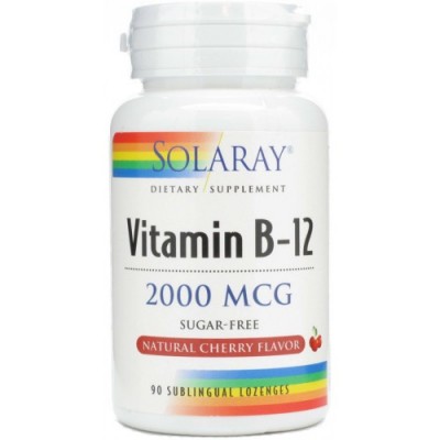 Solaray Vitamina B12 2000µg 90 comprimidos sublinguales SOLARAY 076280043501 Vitamina B salud.bio