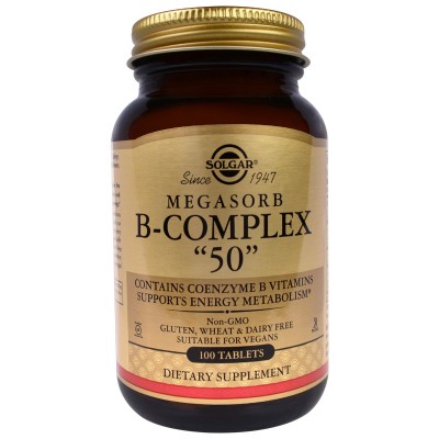 Megasorb B Complex 50 en 100 comprimidos de Solgar SOLGAR 061751 Vitamina B salud.bio