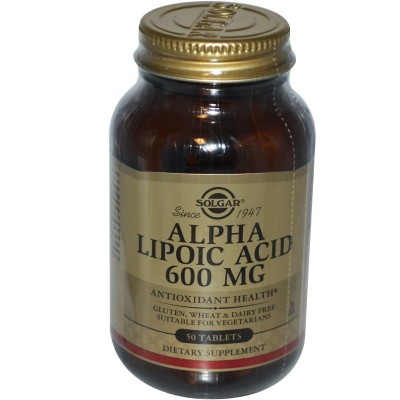 Acido Alfa Lipoico, (alpha lipoic acid) 600 mg, 50 Comprimidos de Solgar SOLGAR SOL-00054 Antioxidantes salud.bio