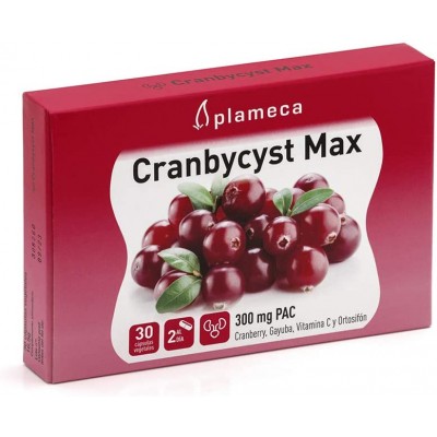 Cranbycyst MAX (Arándano Rojo) 300mg PACs de Plameca Plameca 454200 Bienestar urinario. Ayuda en el bienestar urinario. salud...