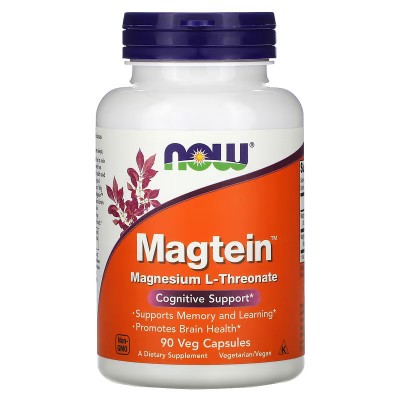 Magtein, L-treonato de magnesio, 90 cápsulas vegetales NOW Foods now suplementos NOW-02390 Suplementos Minerales  salud.bio