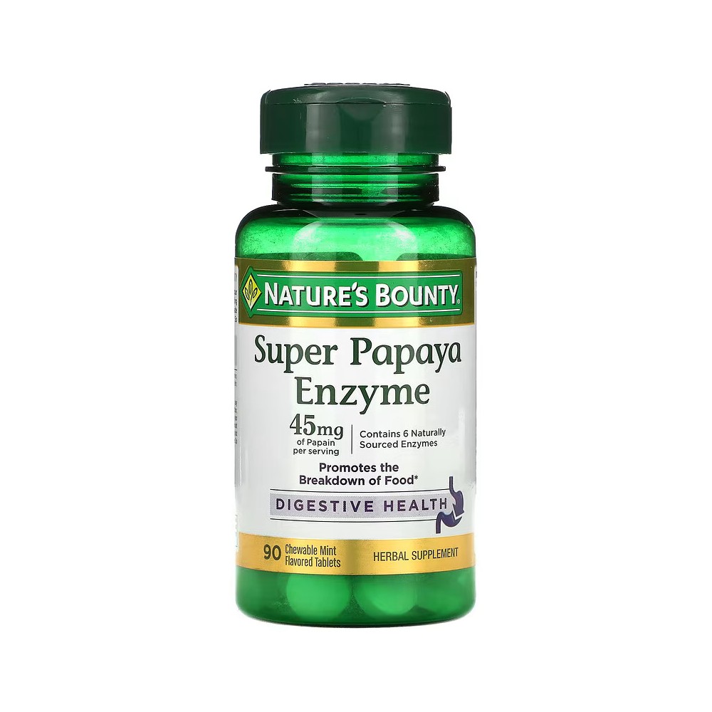Super Papaya Enzyme, Mint, 15 mg, 90 Chewable Tablets de Nature's Bounty Nature's Bounty NRT-00696 Ayudas aparato Digestivo s...
