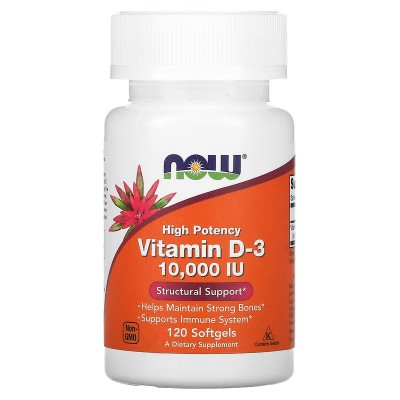 Vitamina D3 Alta Potencia 10000 UI Softgels de Now Foods now suplementos  Vitamina A y D salud.bio