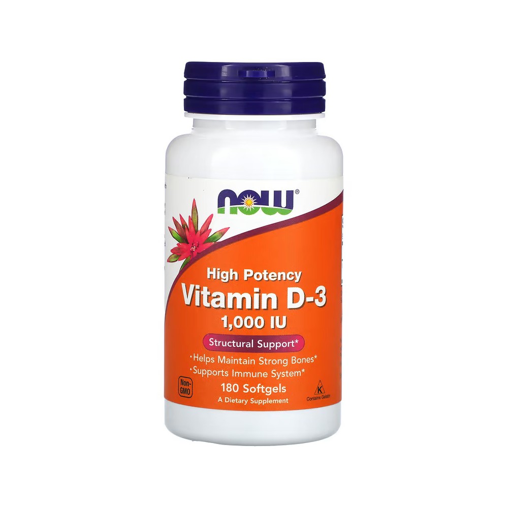 Vitamina D3 Alta Potencia 1000 UI Softgels de Now Foods now suplementos  Vitamina A y D salud.bio