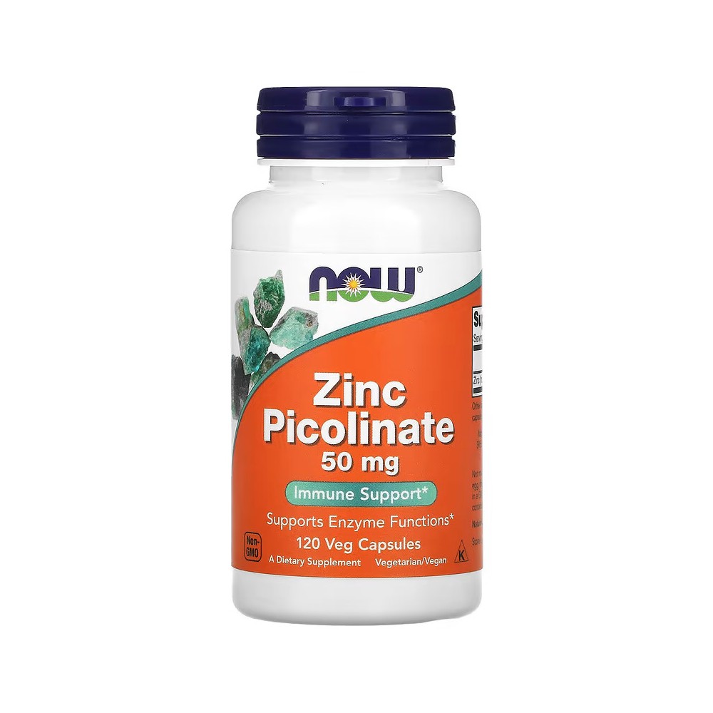 Picolinato de zinc, 50 mg, 120 cápsulas vegetales de NOW Foods now suplementos NOW-01552 Sistema inmunitario salud.bio