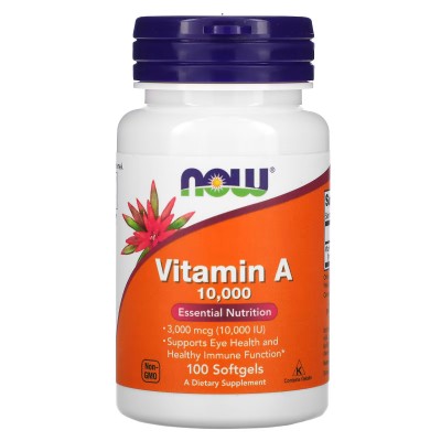 Vitamina A, 10.000 UI, 100 cápsulas blandas de NOW Foods now suplementos NOW-00330 Vitamina A y D salud.bio
