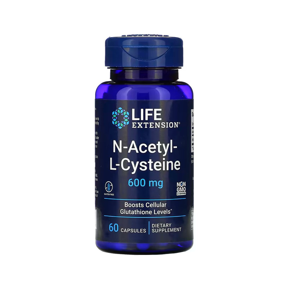 NAC N-Acetil-L-Cisteína, 600 mg , 60 cápsulas vegetarianas de Life Extension LifeExtension LEX-15436 Higado y sistema hepatob...