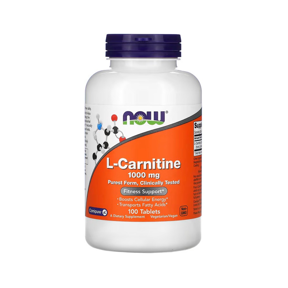 L-carnitina, 1000 mg, 100 comprimidos de NOW Foods now suplementos NOW-00068 Quemagrasas y similares salud.bio