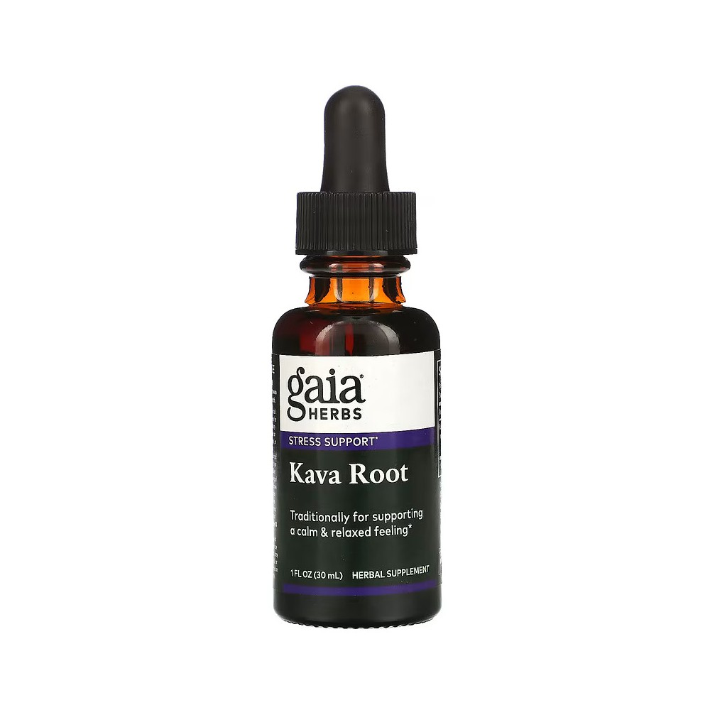Raíz de kava, 30 ml (1 oz. líq.) de Gaia Herbs Gaia Herbs Farm GAI-30650 Estados emocionales, ansiedad, estrés, depresión, re...