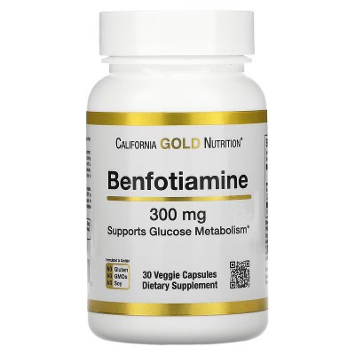 Benfotiamina (Vitamina B1), 300 mg, cápsulas vegetales de California Gold Nutrition California Gold Nutrition  Ayuda Glucemia...