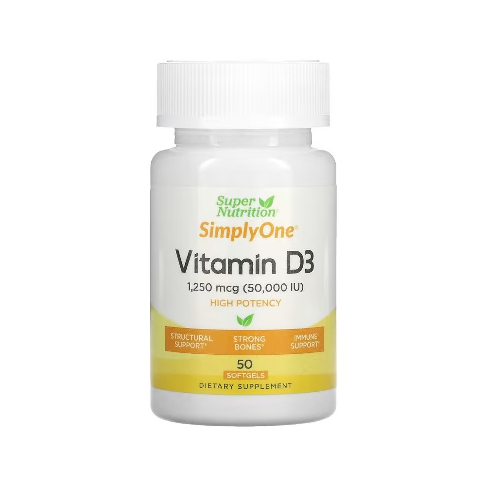 SimplyOne, Vitamina D3, 50.000 UI, 50 cápsulas blandas de Super Nutrition Super Nutrition SPN-00378 Vitamina A y D salud.bio