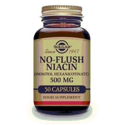 Niacina no ruborizante (vitamina B3) Niacin no-Flush, 500mg - 50 Cápsulas vegetales de Solgar SOLGAR SOL-01910 Vitamina B sal...