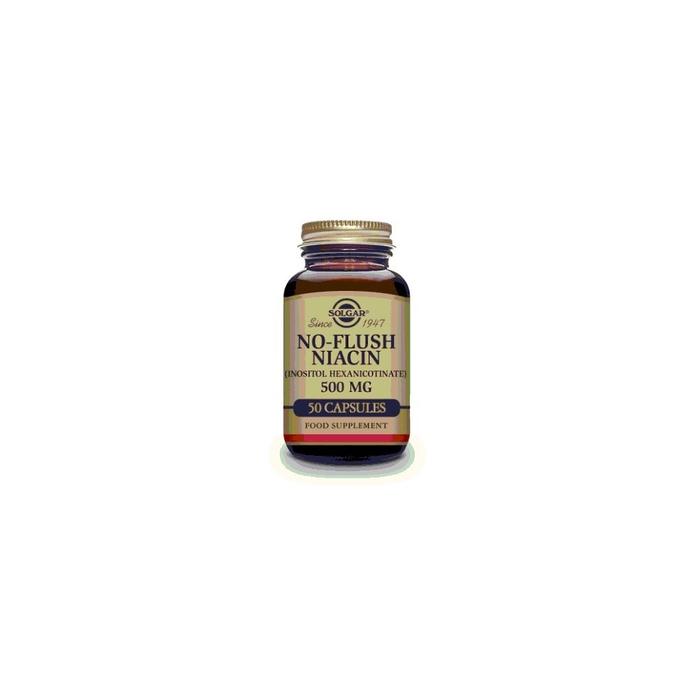 Niacina no ruborizante (vitamina B3) Niacin no-Flush, 500mg - 50 Cápsulas vegetales de Solgar SOLGAR SOL-01910 Vitamina B sal...